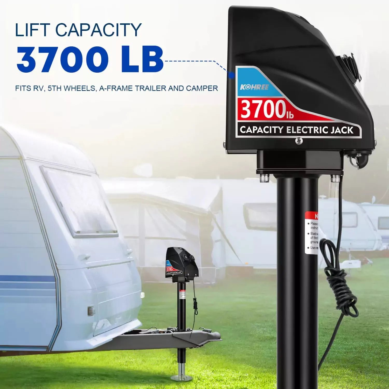 12V Electric Trailer Jack 3700lbs