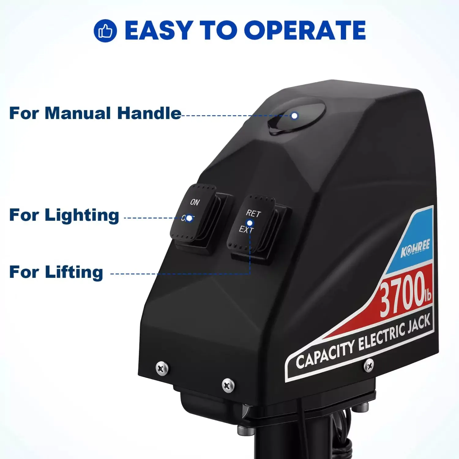 12V Electric Trailer Jack 3700lbs
