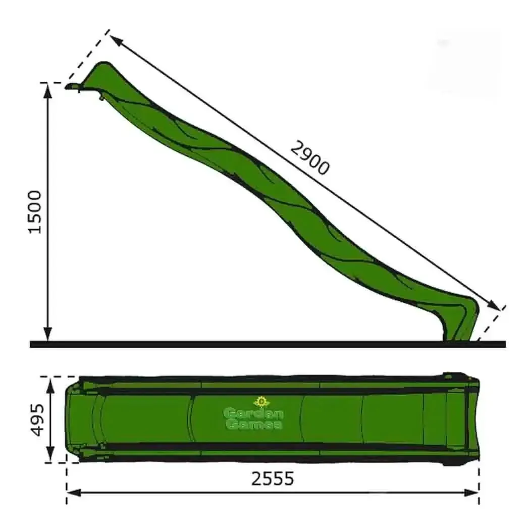 3m Green Children's Water Slide for Climbing Frames