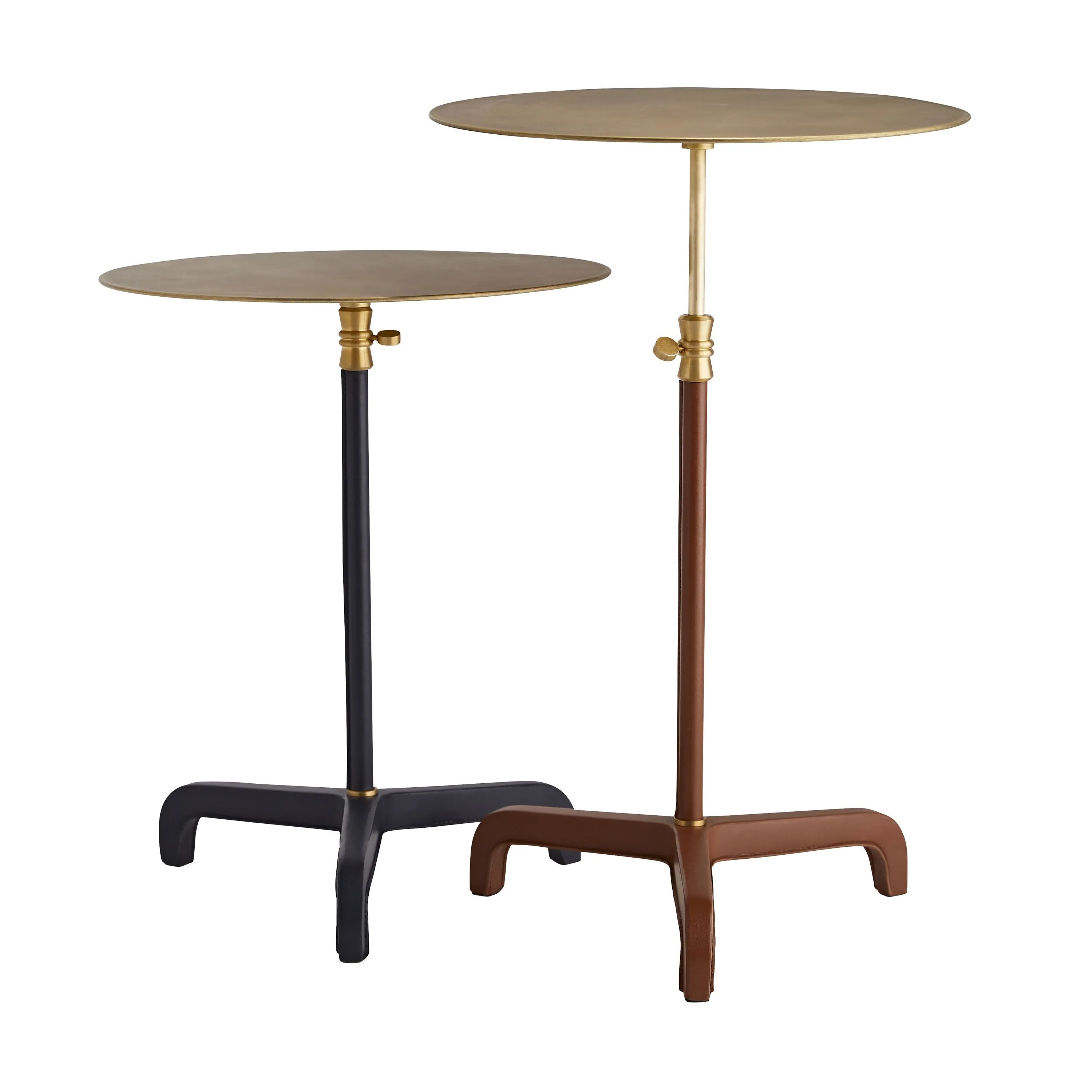 Addison Large Accent Table- Brass and Leather