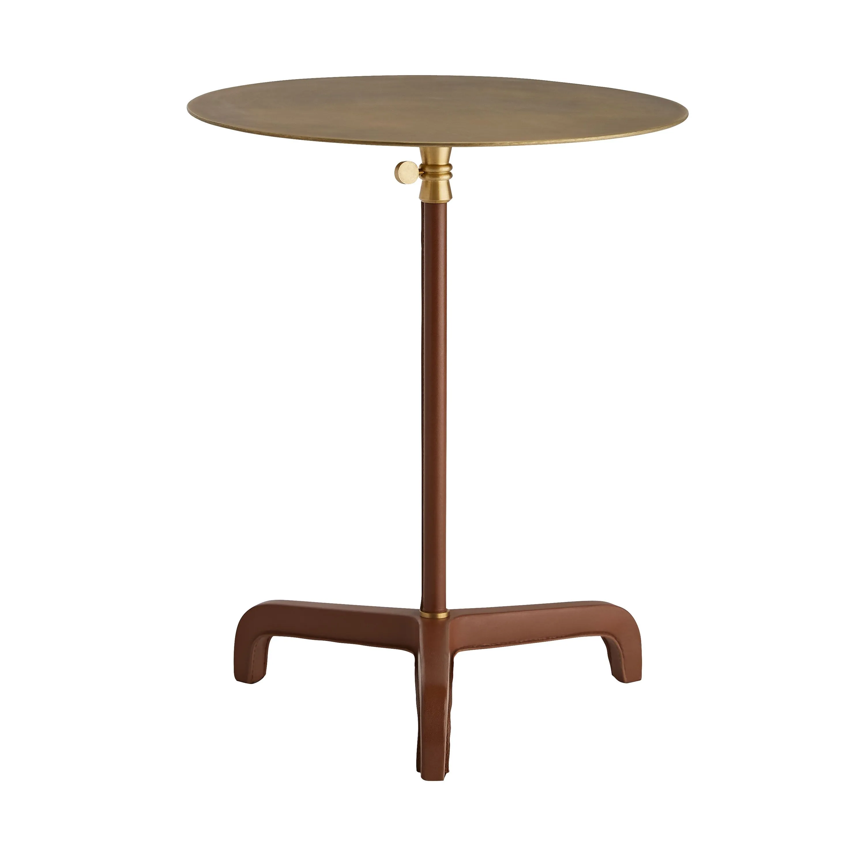Addison Large Accent Table- Brass and Leather