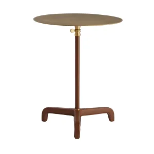 Addison Large Accent Table- Brass and Leather