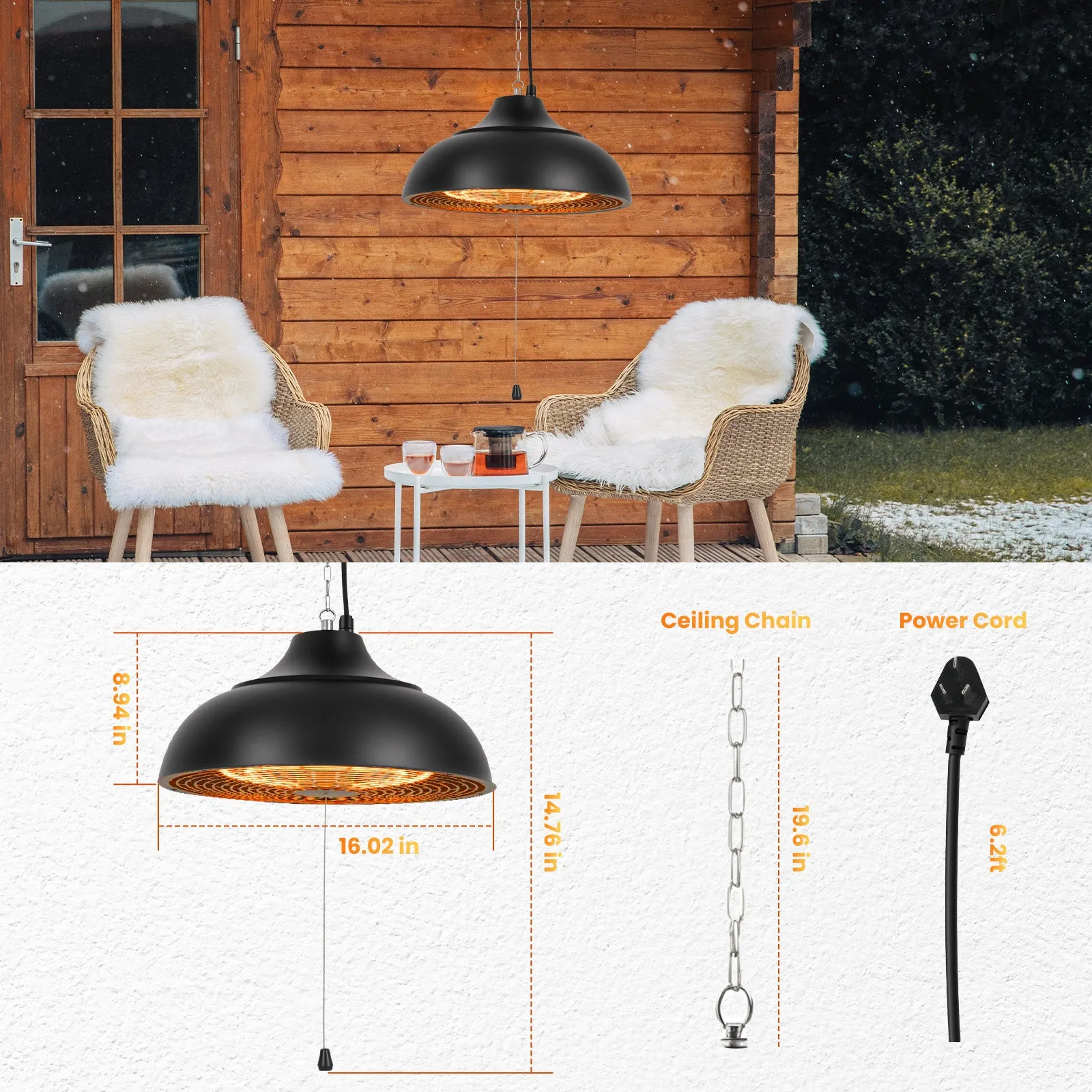 Advwin Outdoor Electric Patio Heater 1500W