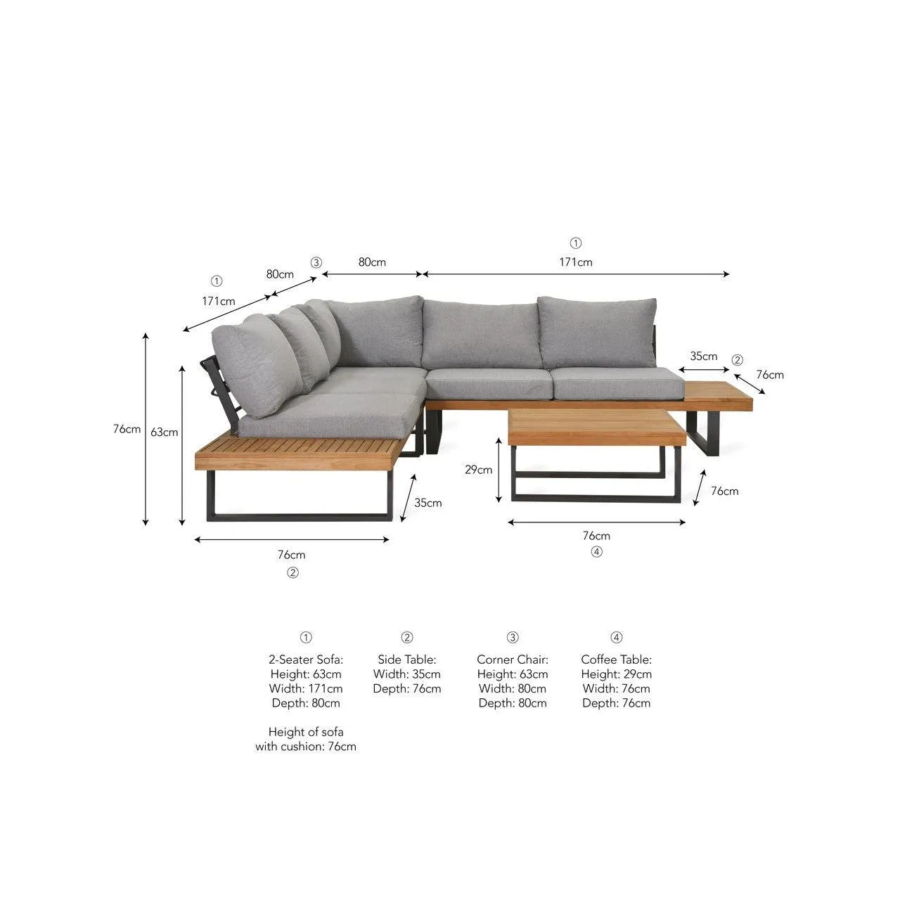 Amberley Sofa Set - Teak