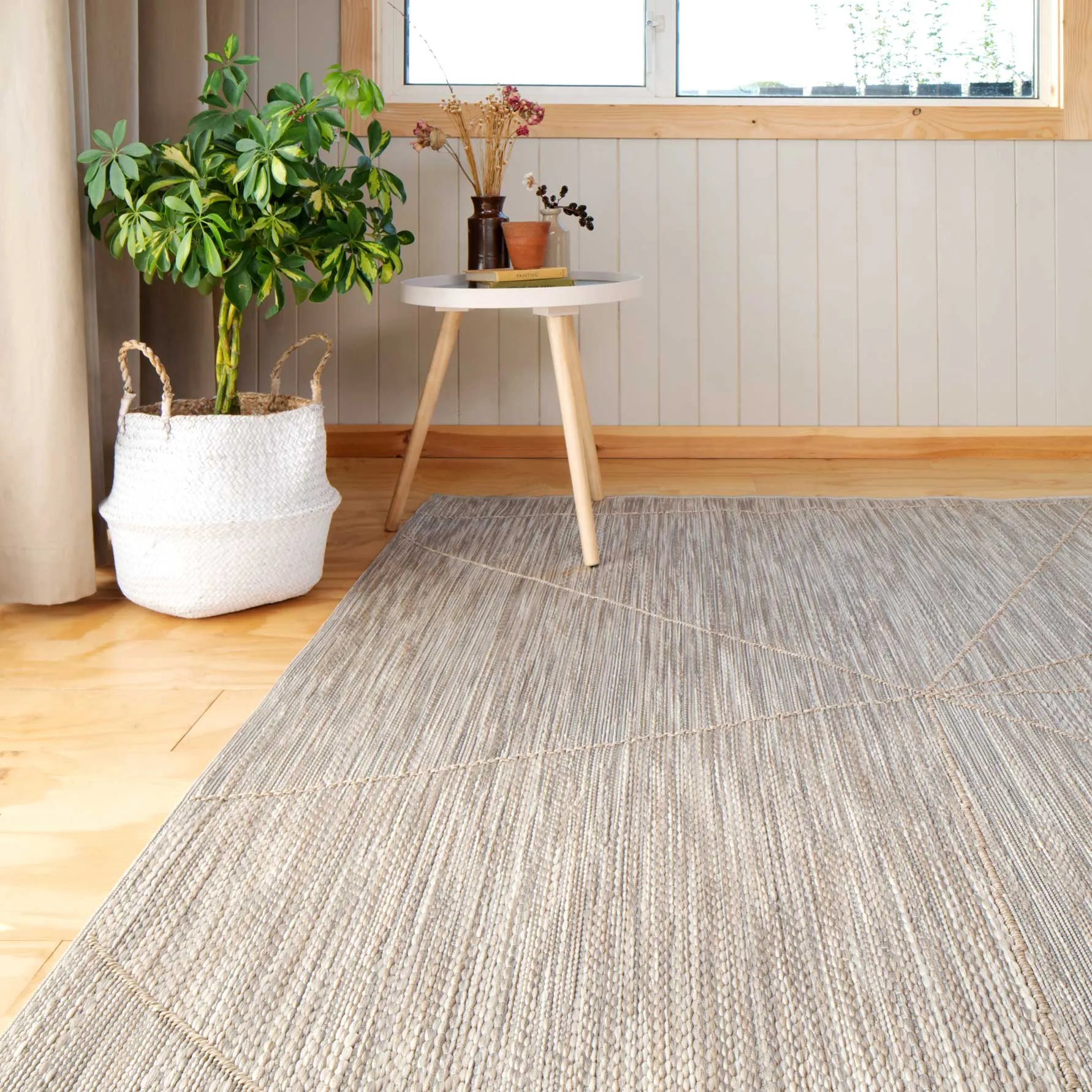 Beige Fractured Flatweave Indoor Outdoor Area Rug