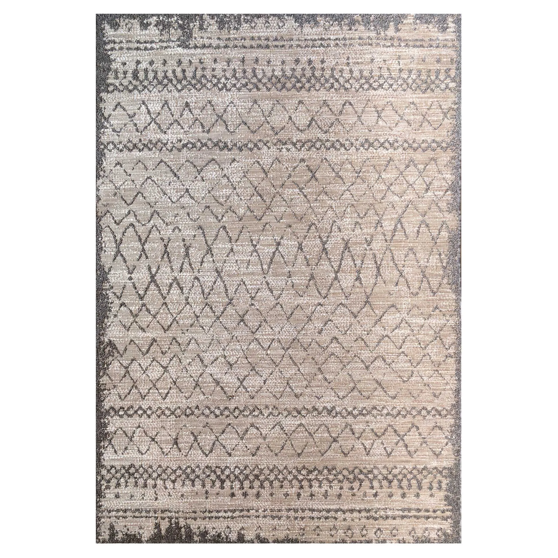 Beige Scandi Textured Flatweave Indoor Outdoor Area Rug - Marazza