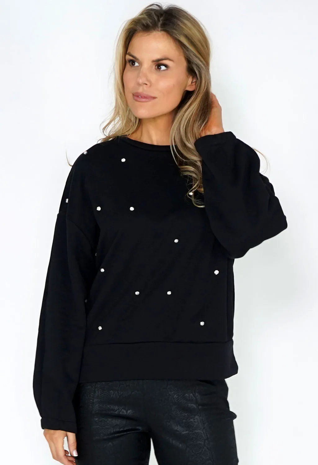 Black Diamante Studded Jumper
