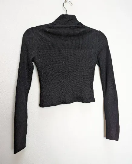 Black Turtleneck Cropped Knit - S