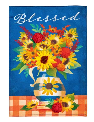 Blessed Floral Arrangement Garden Linen Flag