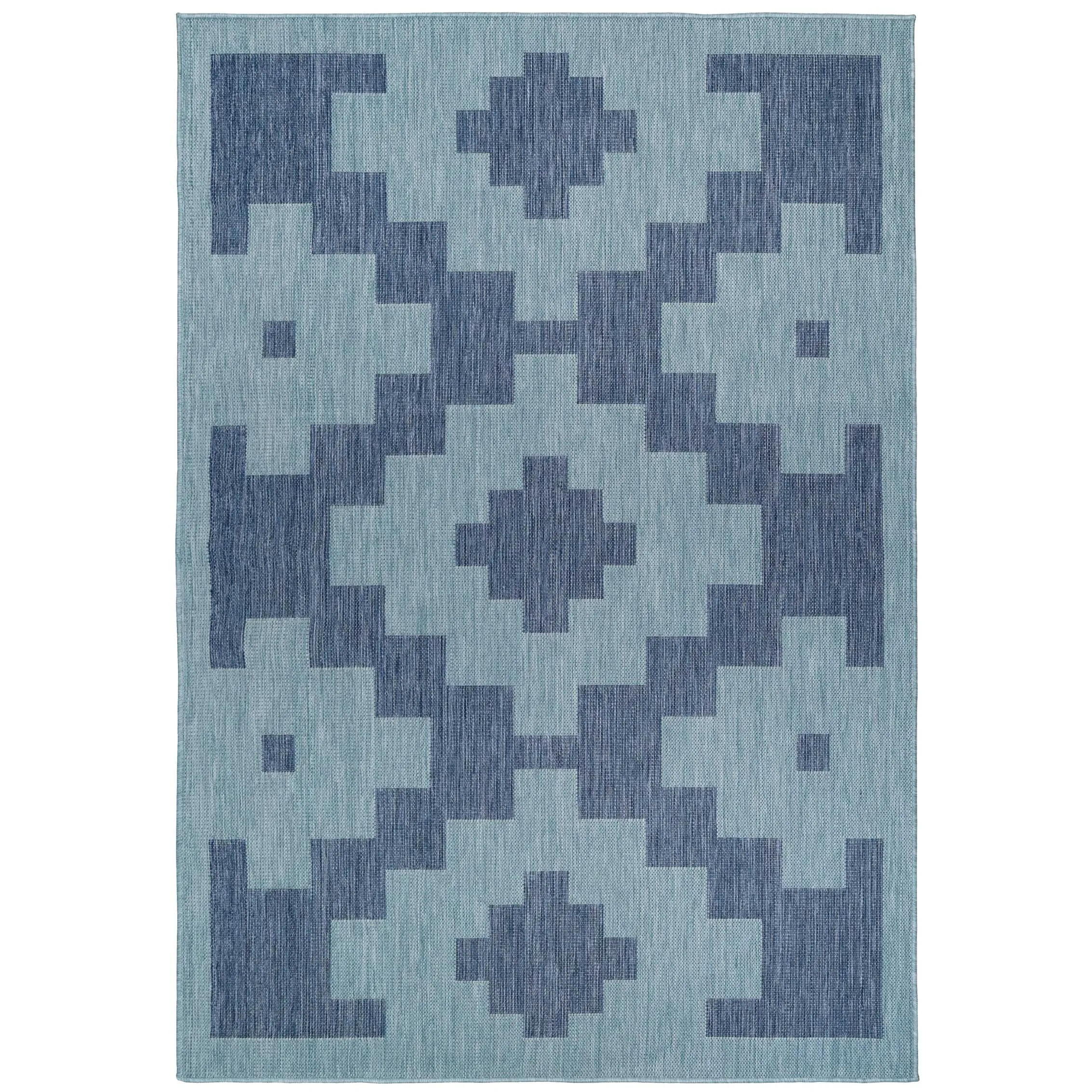 Blue Geometric Indoor Outdoor Area Rug - Shelly