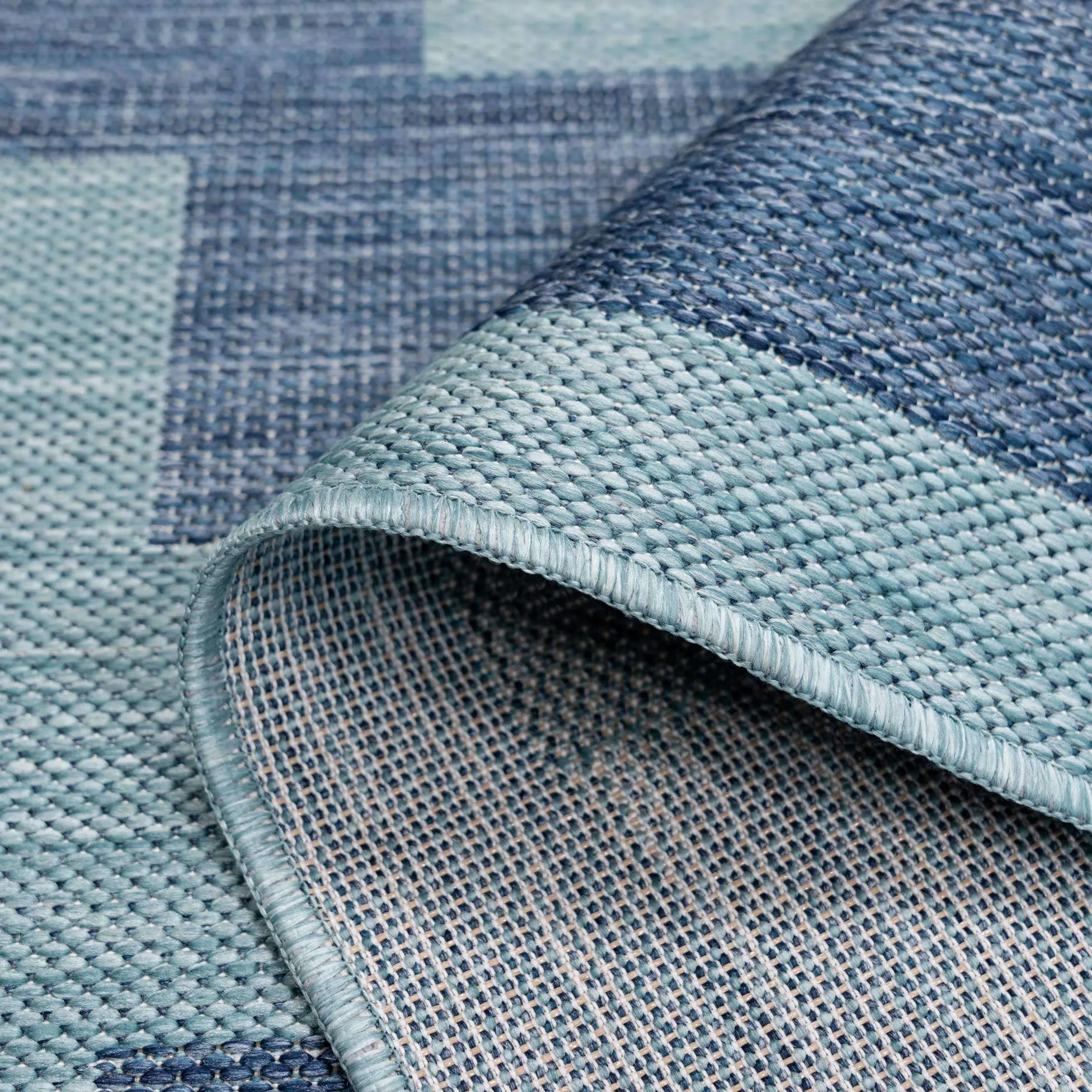 Blue Geometric Indoor Outdoor Area Rug - Shelly