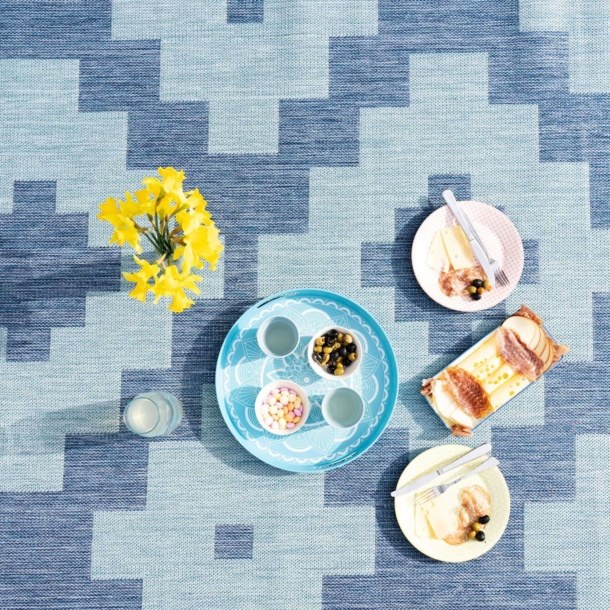 Blue Geometric Indoor Outdoor Area Rug - Shelly