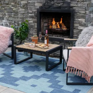 Blue Geometric Indoor Outdoor Area Rug - Shelly