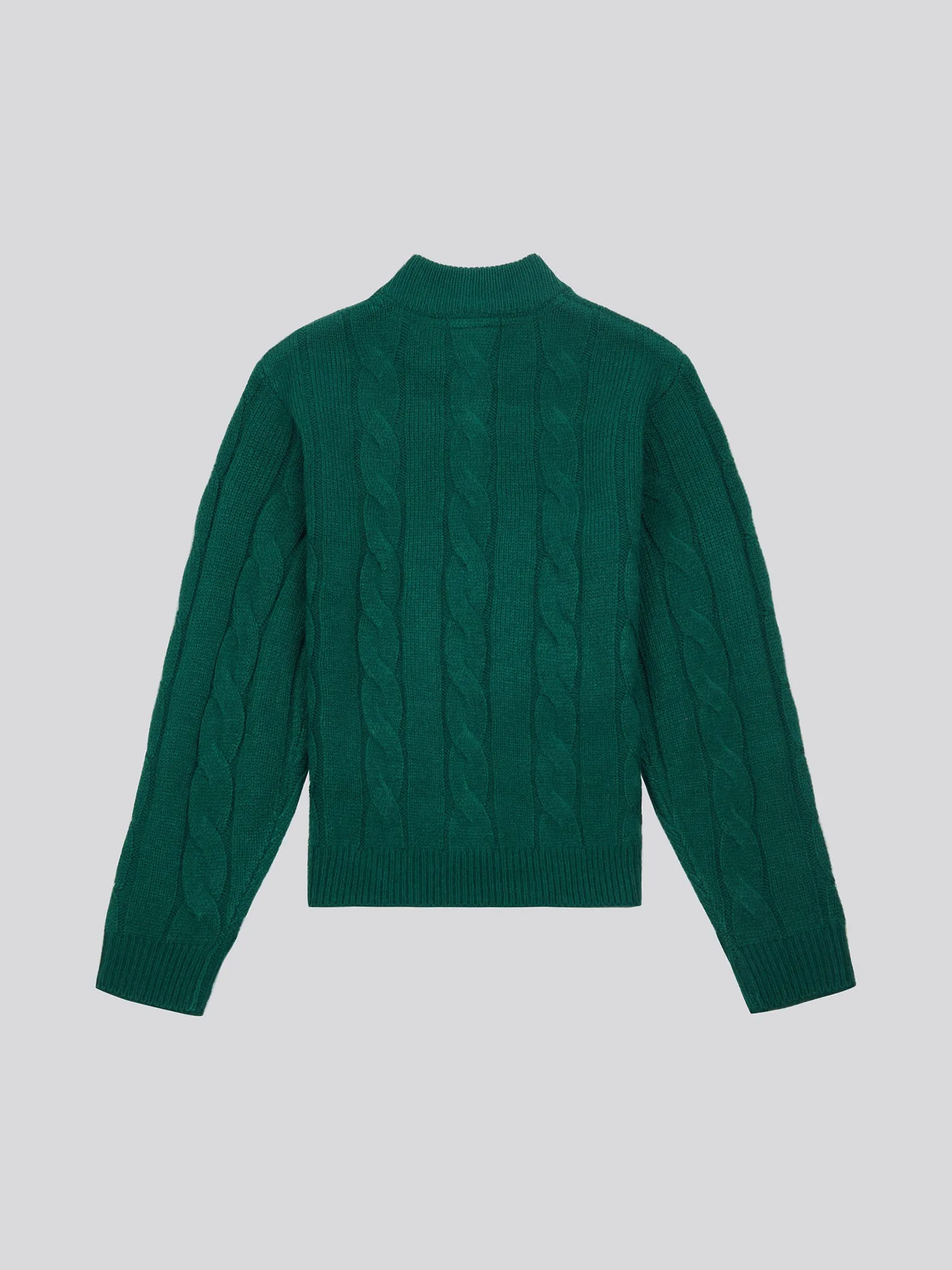Boys Cable Knit Funnel Neck Jumper in Rain Forest