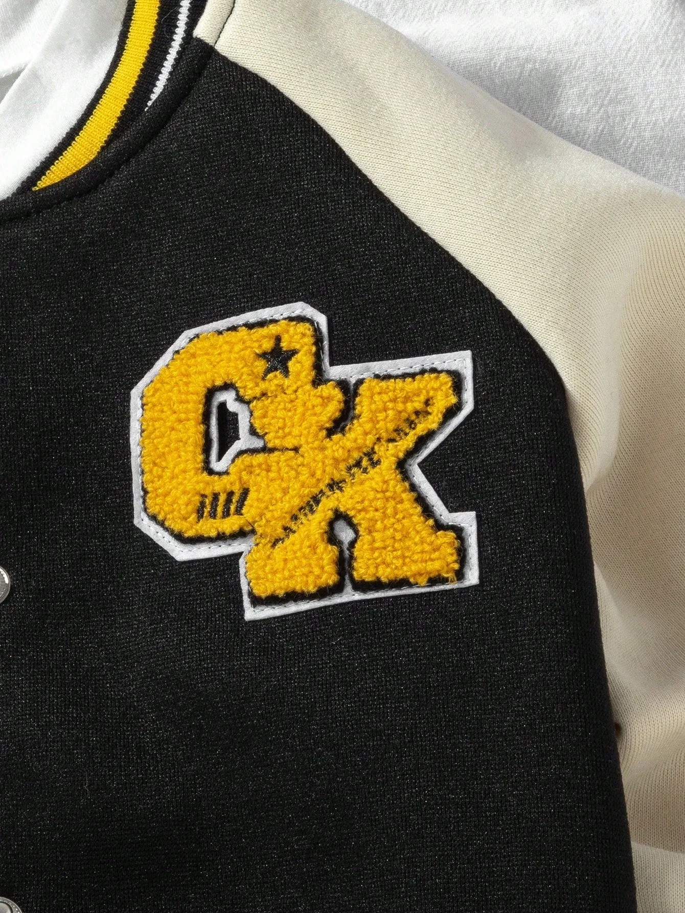 Boys' Street-Style Baseball Jacket | Black Yellow Color Block | Warm & Versatile