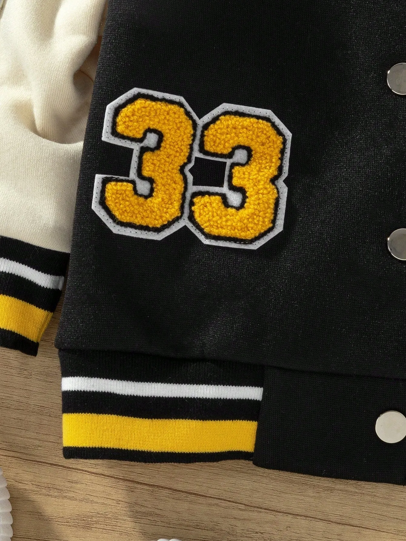 Boys' Street-Style Baseball Jacket | Black Yellow Color Block | Warm & Versatile