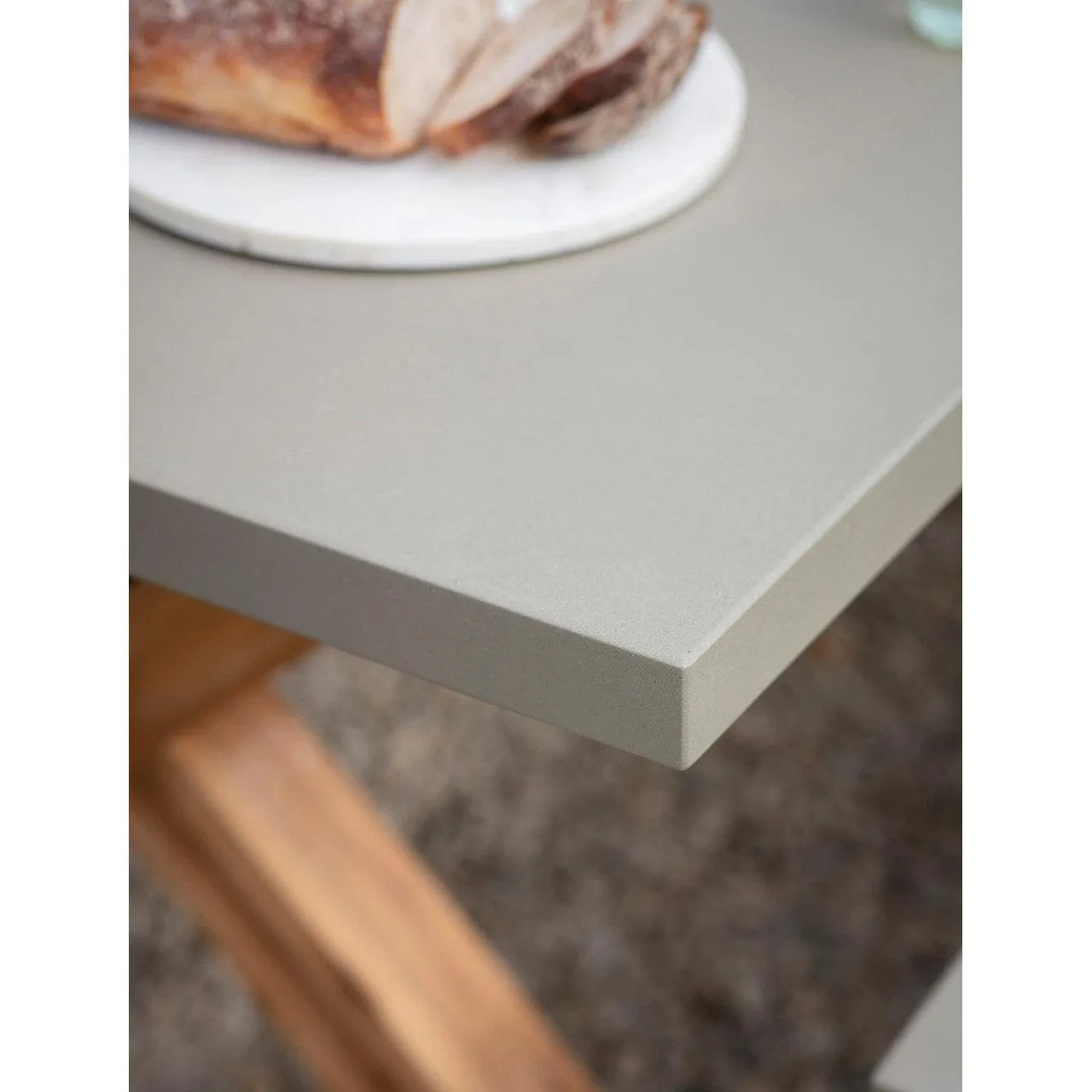 Burford Table and Bench Set, Large in Natural - Polystone