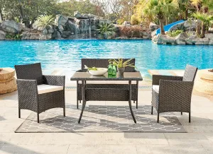 Calla Garden Lounge Dining Set, Black