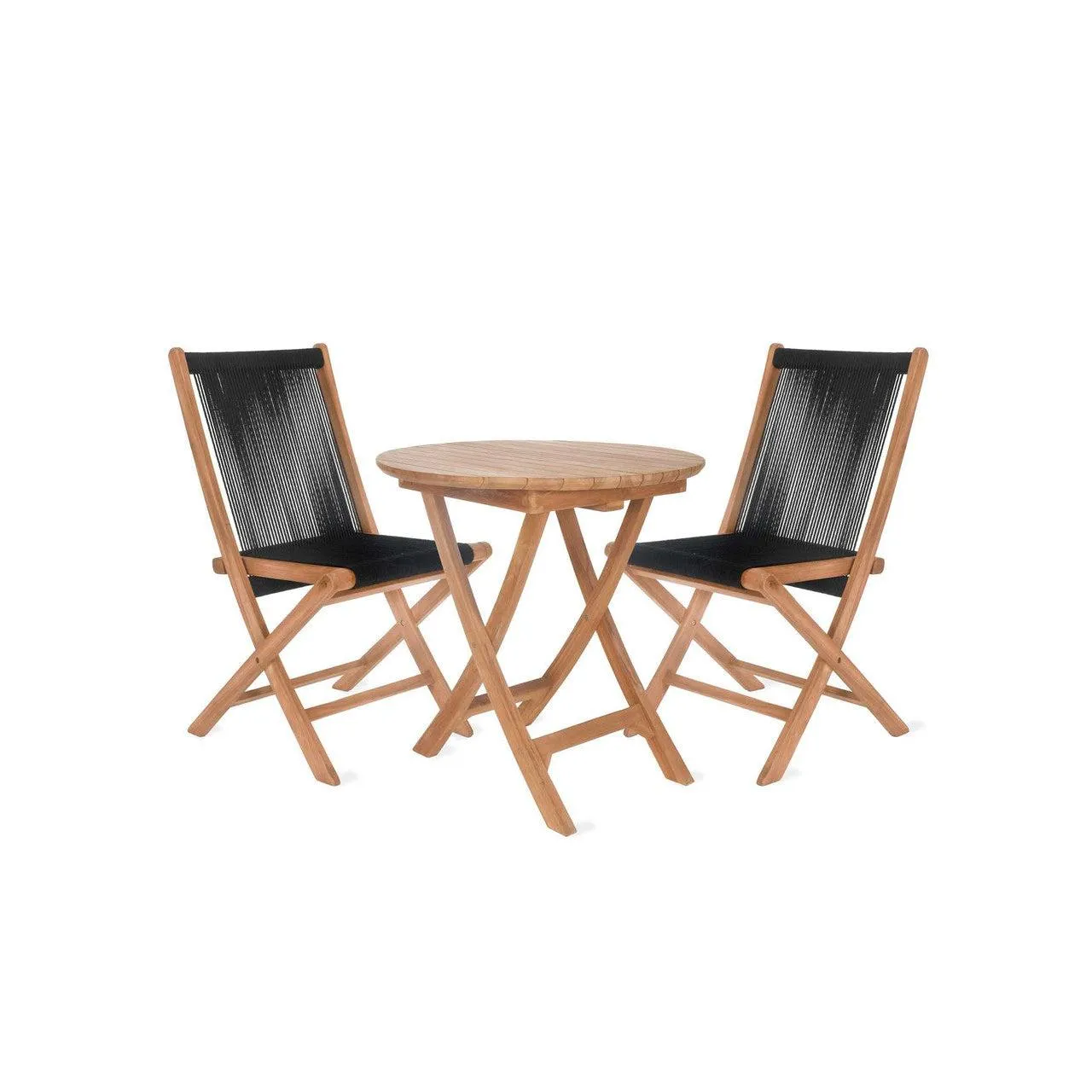 Carrick Table and Chairs Set in Black - Teak and Poly Rope