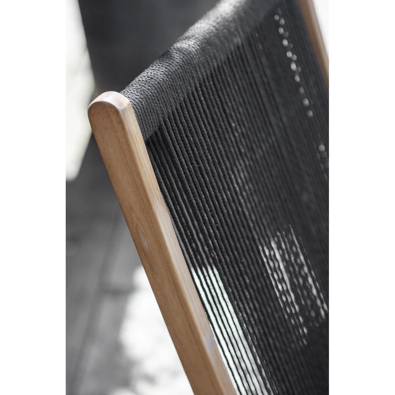 Carrick Table and Chairs Set in Black - Teak and Poly Rope
