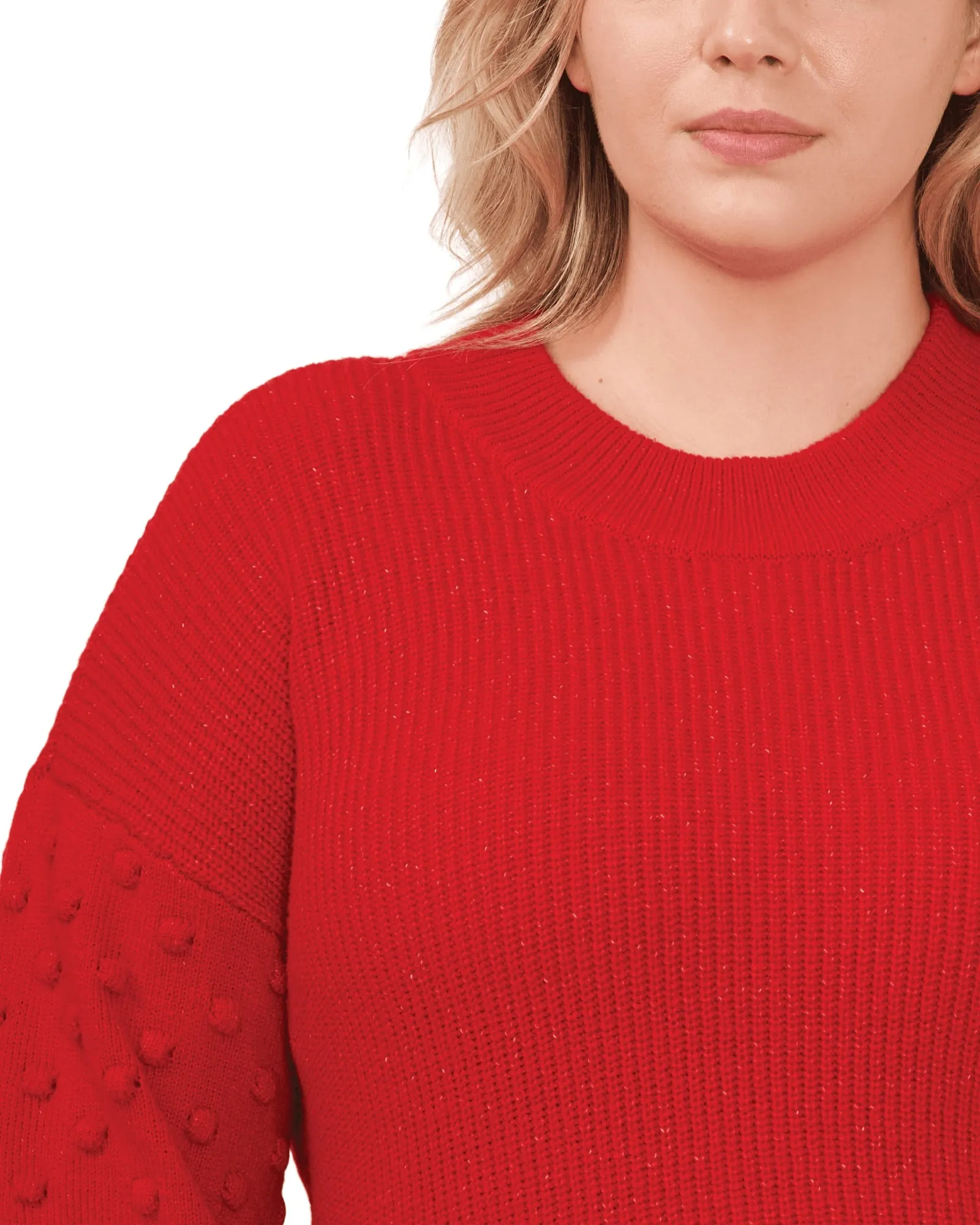 Carrie Bobble Sleeve Sweater | LUMINOUS RED