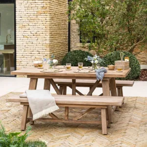 Chilford Solid Wood Dining Table and Bench Set