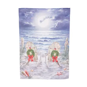 Christmas on the Beach Suede Garden Flag