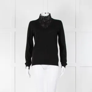 Claudie Pierlot Black Lace Detail Fine Sweater