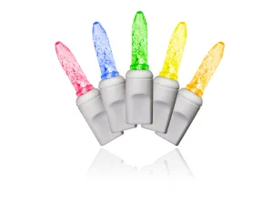 Commercial M5 LED Icicle Lights Multi Color 6" Spacing White Wire