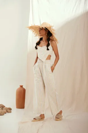 Cotton thick stripe printed pants