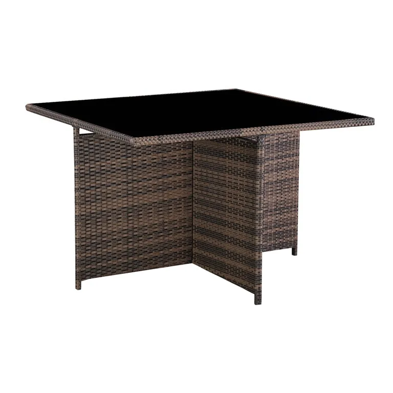 Cube Rattan Garden Furniture 9 Piece Set with Free Cover Included, Brown