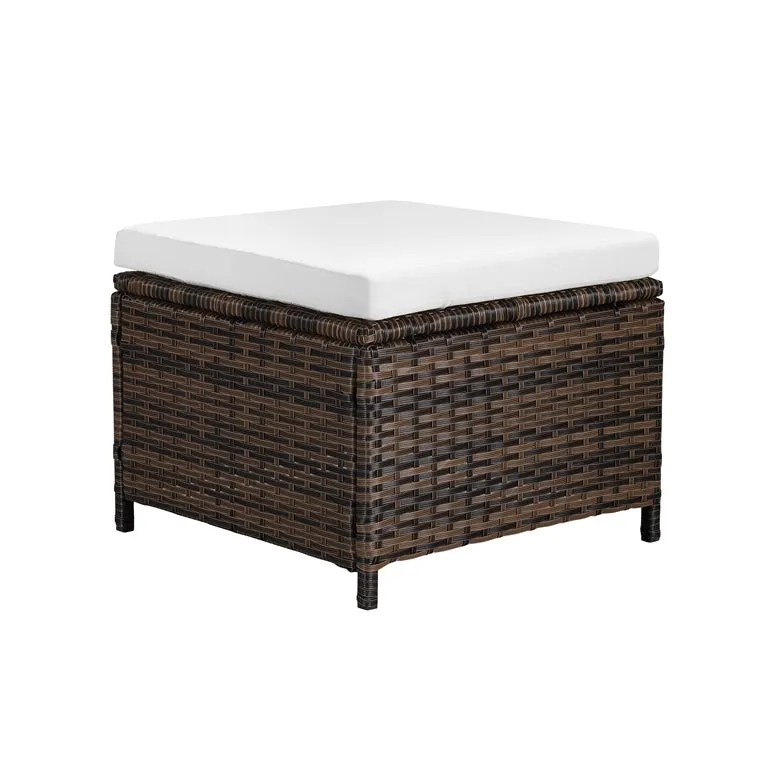 Cube Rattan Garden Furniture 9 Piece Set with Free Cover Included, Brown
