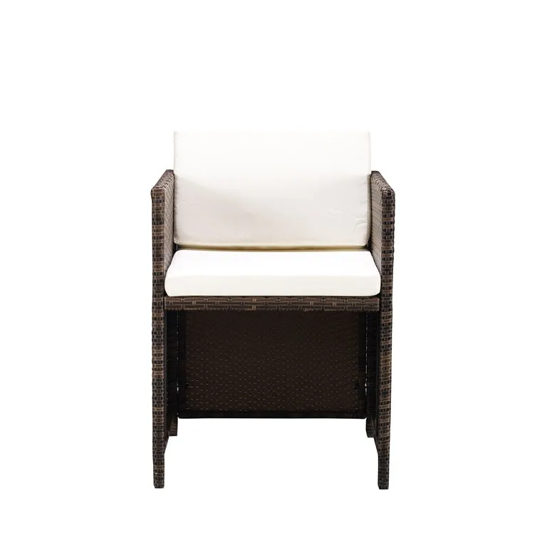 Cube Rattan Garden Furniture 9 Piece Set with Free Cover Included, Brown