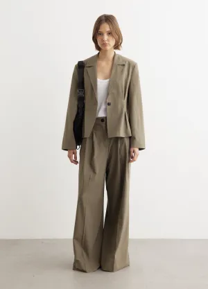 Drapey Melange High Waist Flared Leg Pants