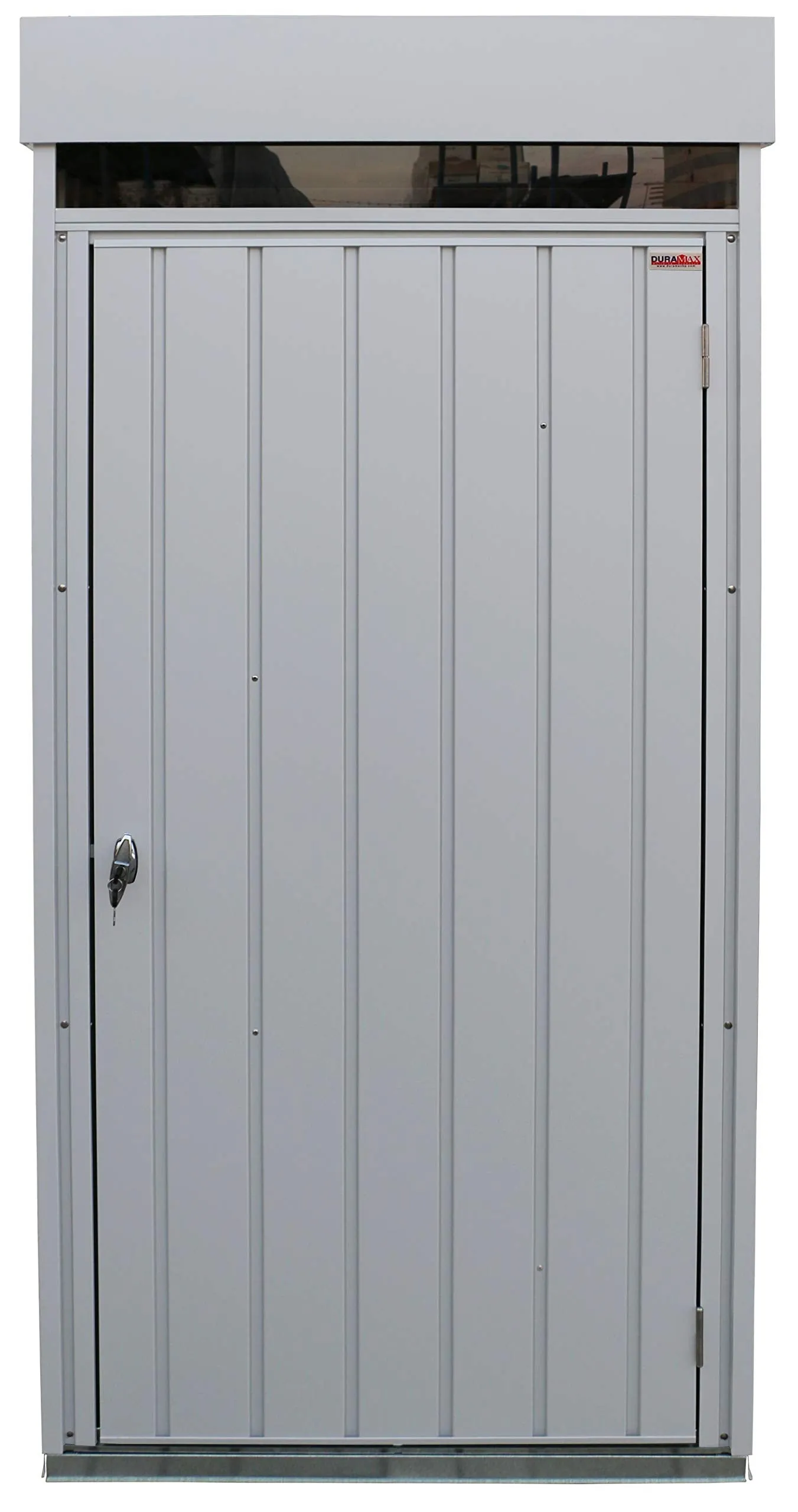 Duramax Palladium High Store Locker Single Door with Roof Garden and Front Skylight, Multi-Purpose Garden Storage Cabinet, Outdoor Tall Cupboard, Adjustable Shelf Kit Included, Silver