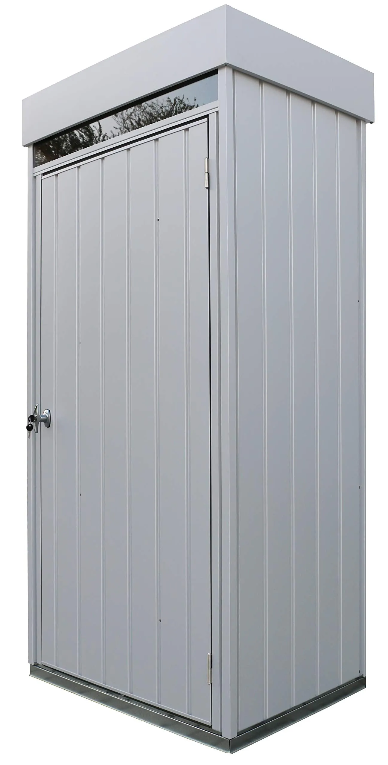 Duramax Palladium High Store Locker Single Door with Roof Garden and Front Skylight, Multi-Purpose Garden Storage Cabinet, Outdoor Tall Cupboard, Adjustable Shelf Kit Included, Silver