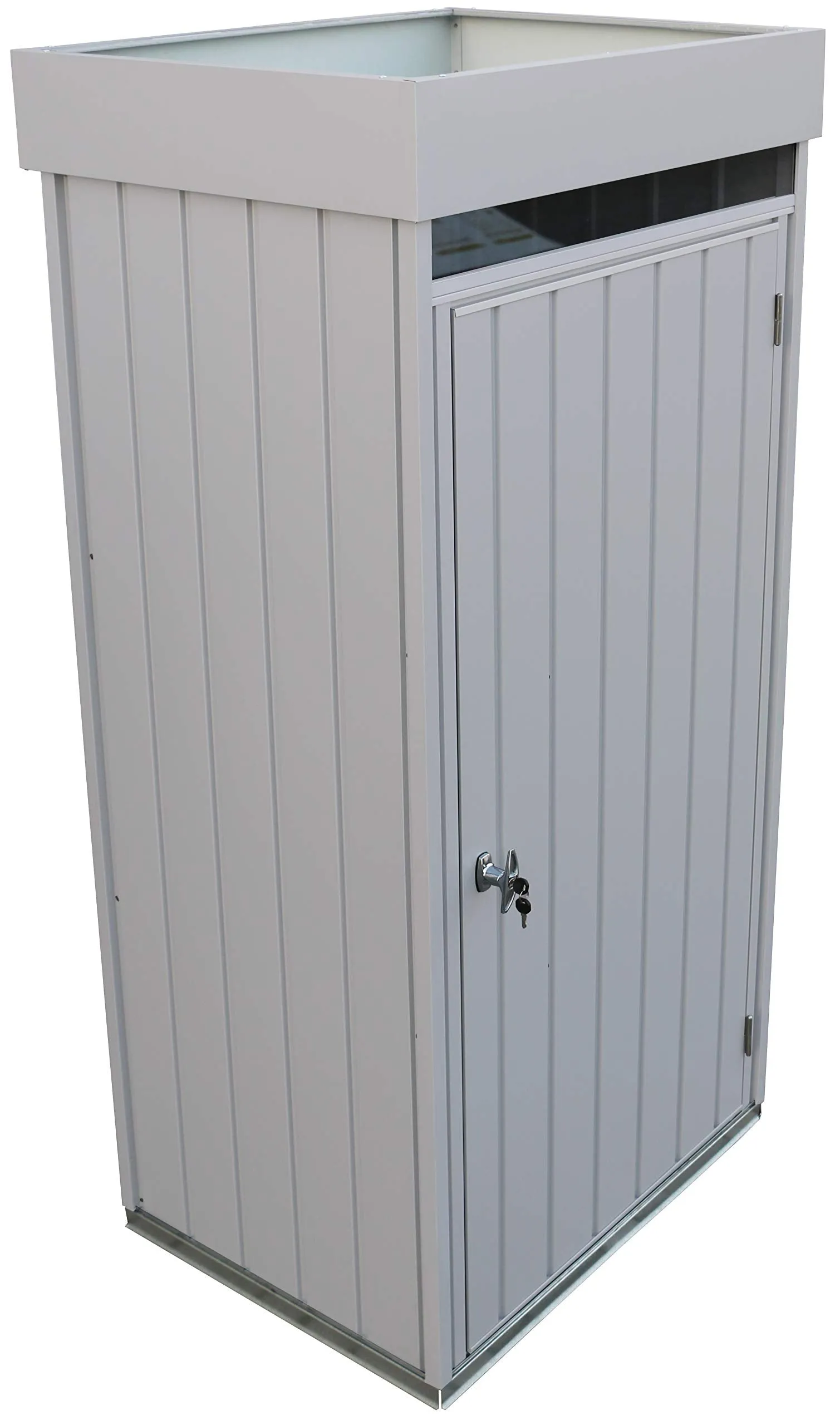 Duramax Palladium High Store Locker Single Door with Roof Garden and Front Skylight, Multi-Purpose Garden Storage Cabinet, Outdoor Tall Cupboard, Adjustable Shelf Kit Included, Silver