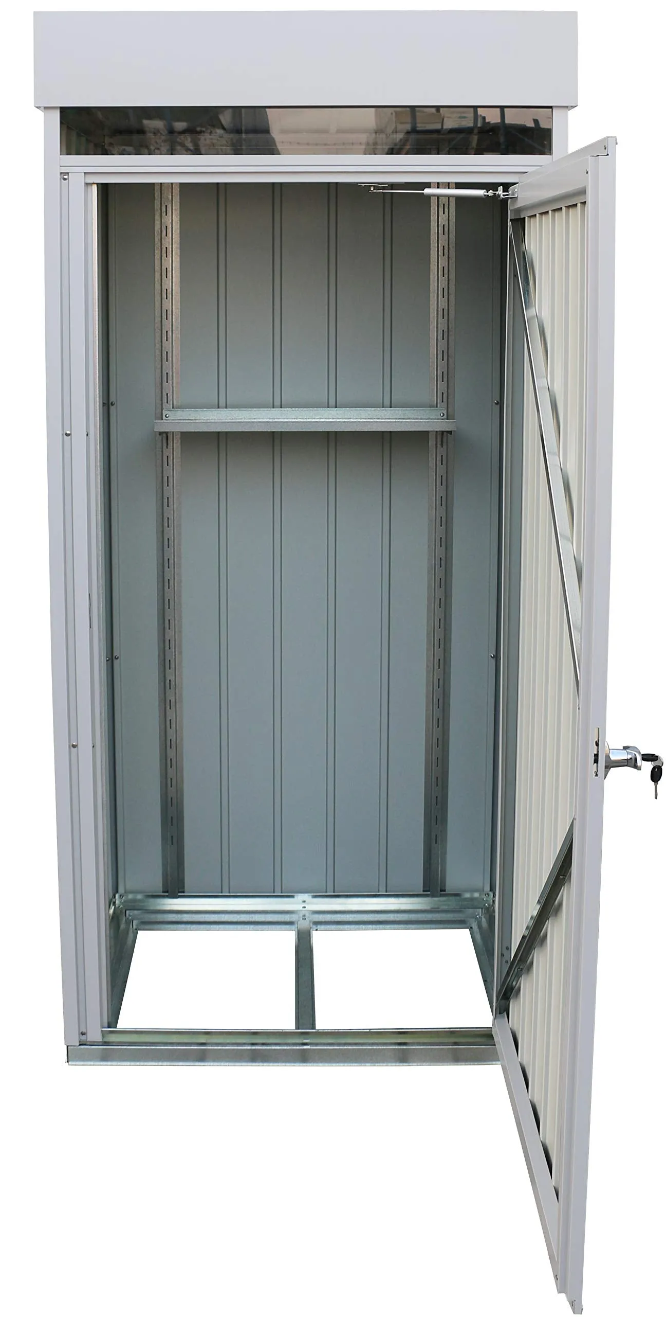 Duramax Palladium High Store Locker Single Door with Roof Garden and Front Skylight, Multi-Purpose Garden Storage Cabinet, Outdoor Tall Cupboard, Adjustable Shelf Kit Included, Silver