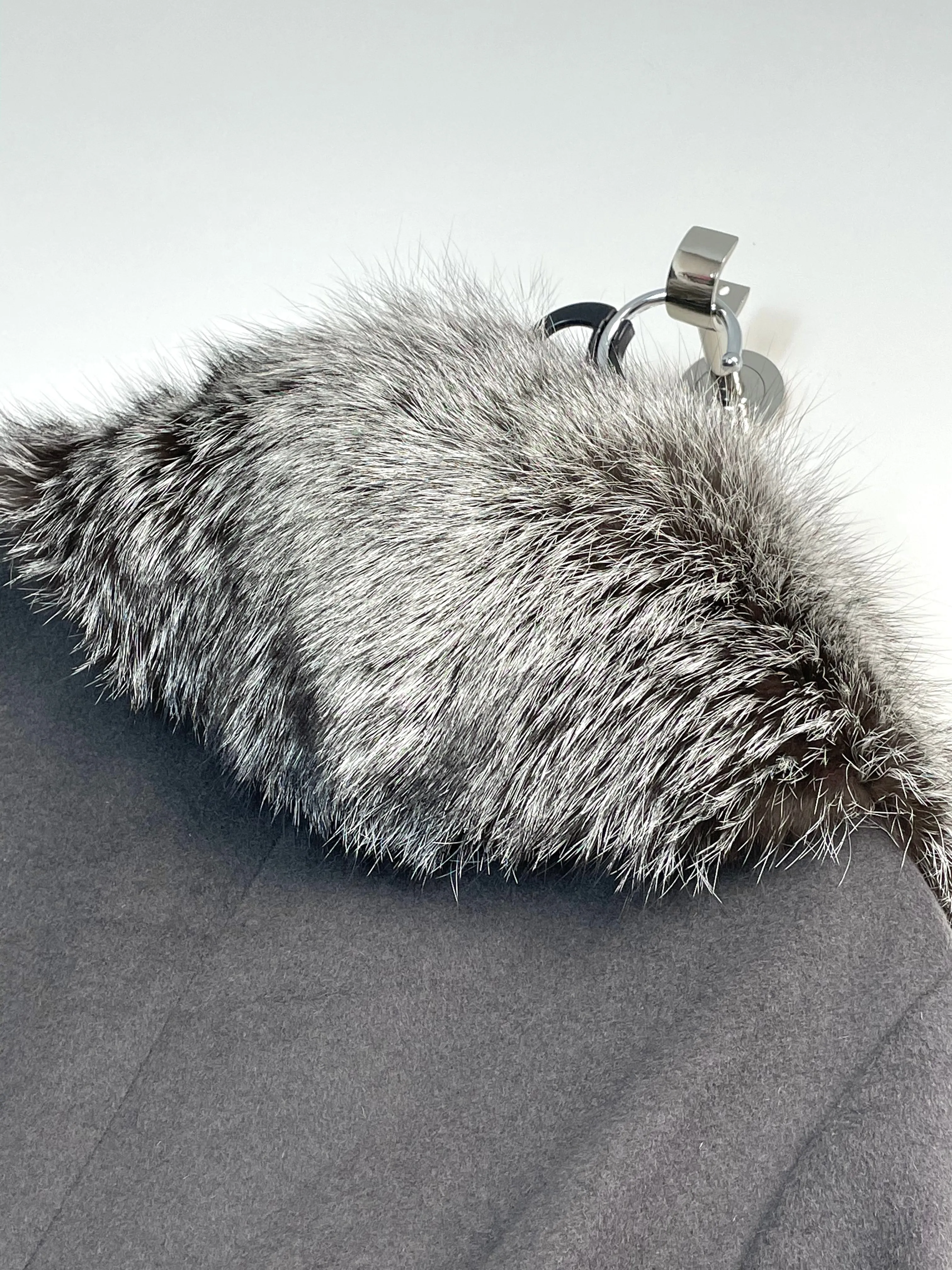 Elie Tahari Grey Women’s Wrap Coat with Genuine Fox Fur Trim M