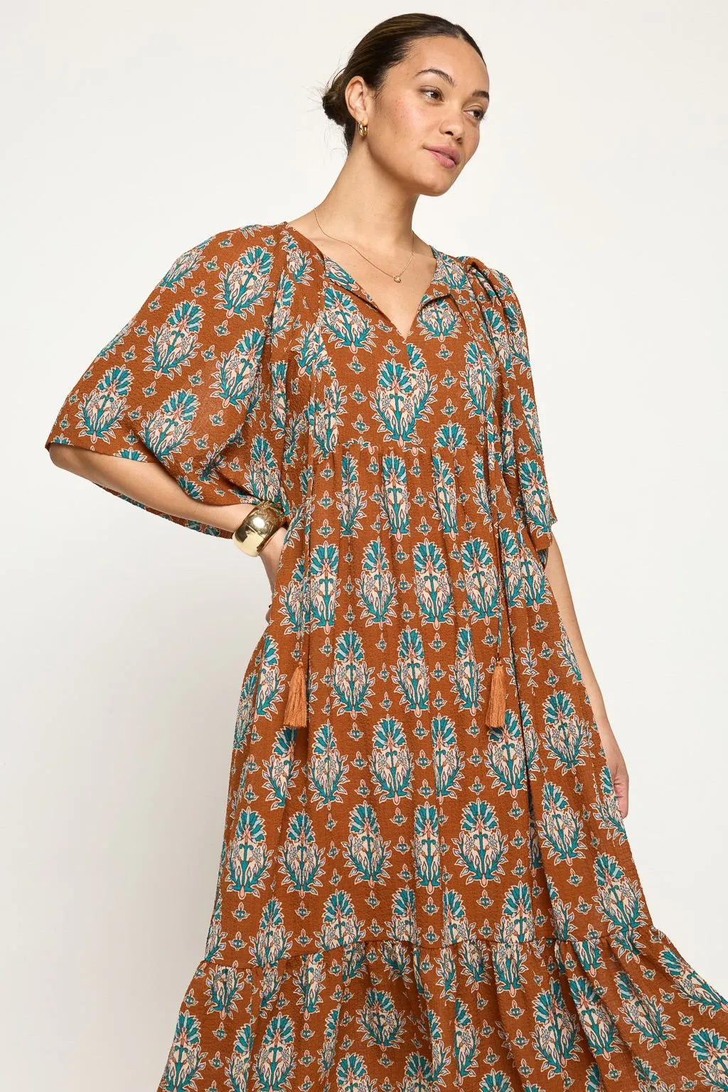 Everly Flowy Tiered Dress with Tassels
