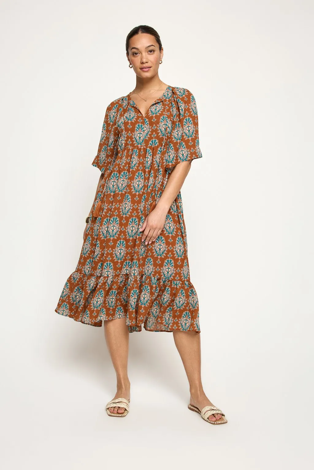 Everly Flowy Tiered Dress with Tassels