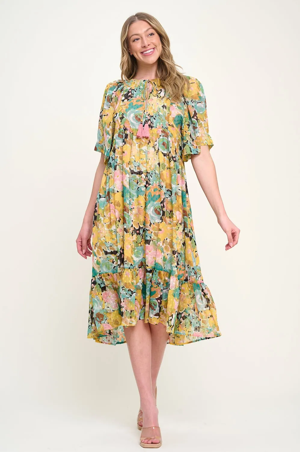 Everly Flowy Tiered Dress with Tassels