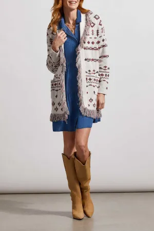 Fringed Shawl Collar Cardigan