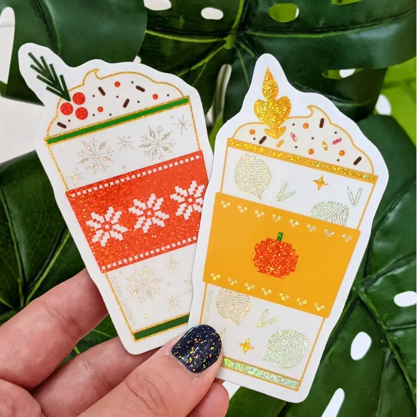 Glittery Winter Latte Sticker