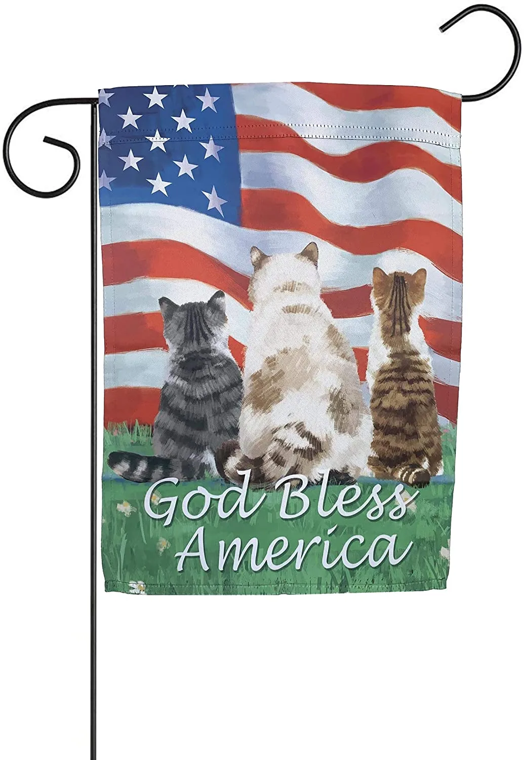 God Bless America Cats Garden Flag - 12" x 18"