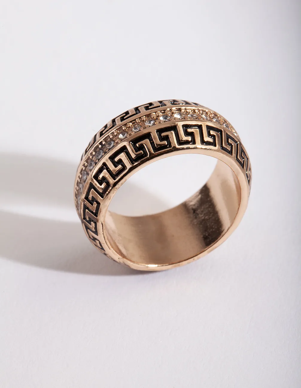 Gold Pattern Diamante Ring