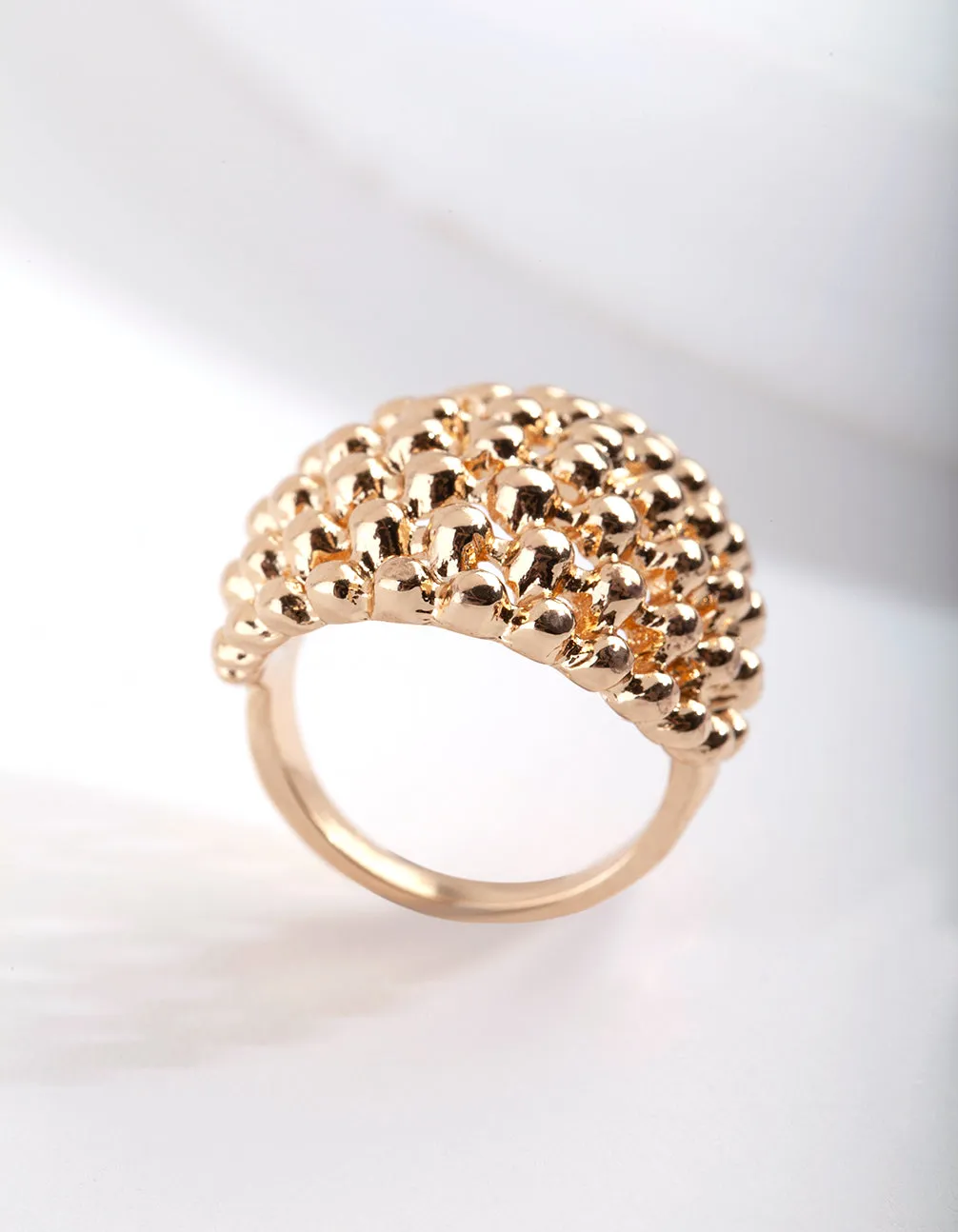 Gold Textured Ball Ring