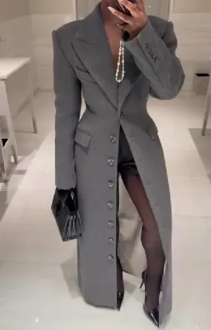 Gray Button Down Coat