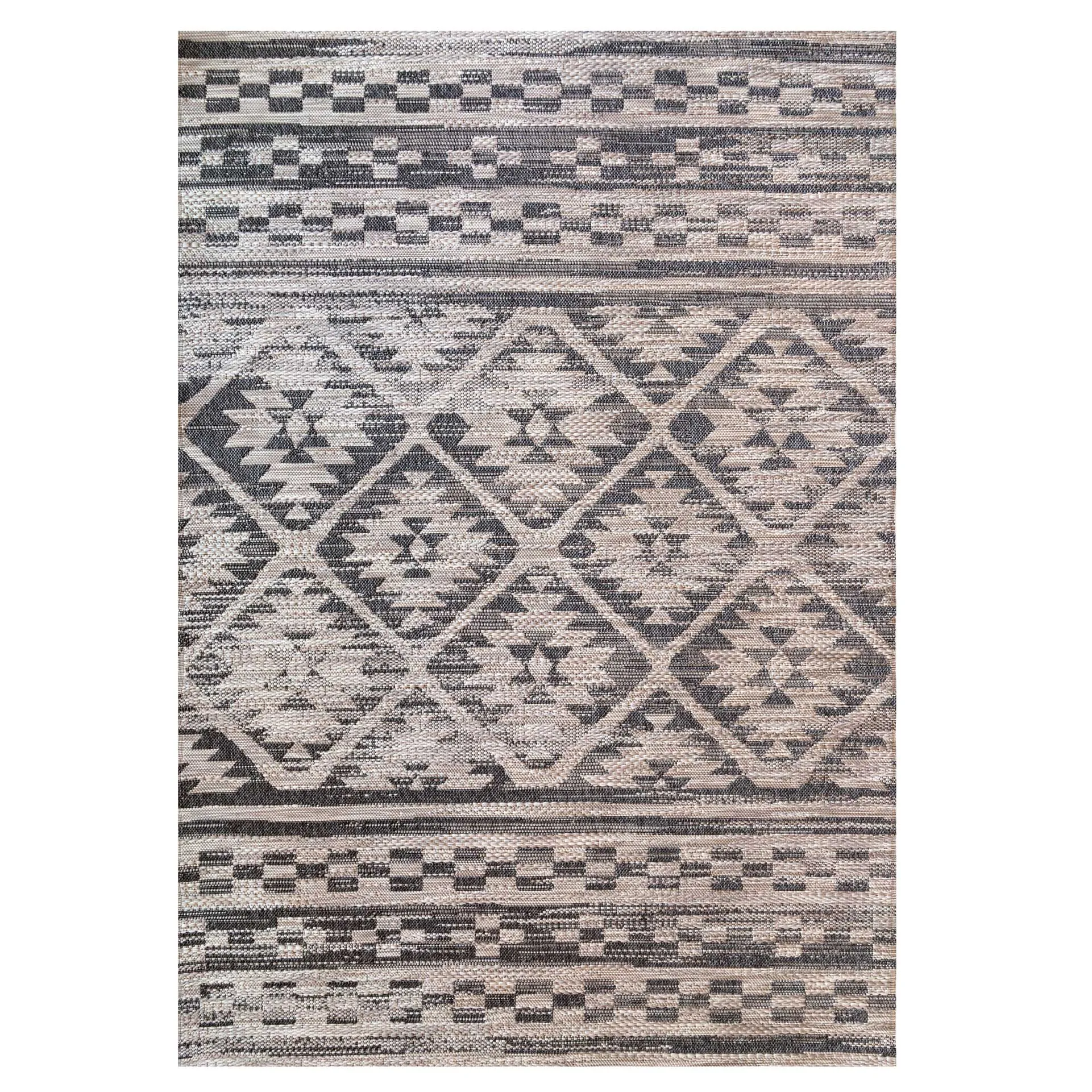 Grey Aztec Textured Flatweave Indoor Outdoor Area Rug - Pavillion