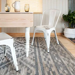 Grey Aztec Textured Flatweave Indoor Outdoor Area Rug - Pavillion